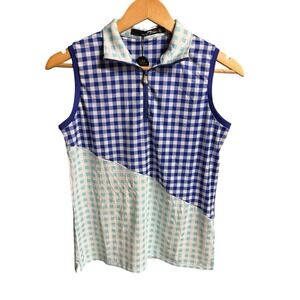 NWT‎ Polo Ralph Lauren RLX Golf Sleeve Shirt Womens Small Gingham UV Protection